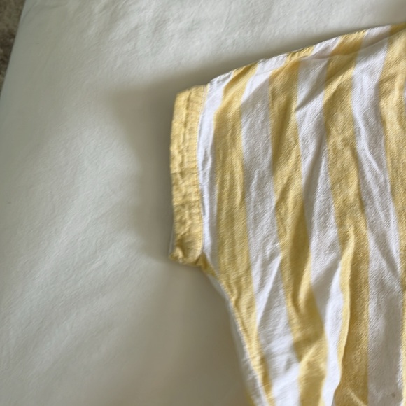 Marine Layer Button Up Shirt, Size Small, White and Yellow Stripe - Picture 3 of 6